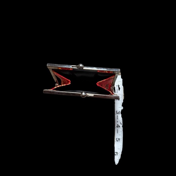 90s Floral Red Asian‎ Design Kiss Lock Snap Clutch - Picture 4 of 8